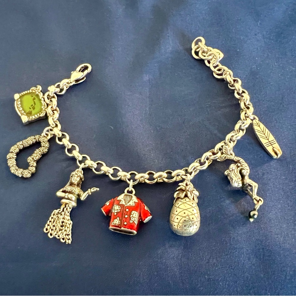 Brighton Hawaii State Charm Bracelet Silver Plated EUC